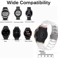 20mm 22mm Transparent Resin Strap For Garmin Venu Sq 2 /venu2 plus Vivoactive 3 Music element Venu3 