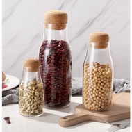 Home Savvy Drift Glass Bottle with Cork Wood Lid Food Storage