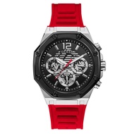 GUESS GW0263G3 SILVER TONE CASE RED SILICONE MEN'S WATCH