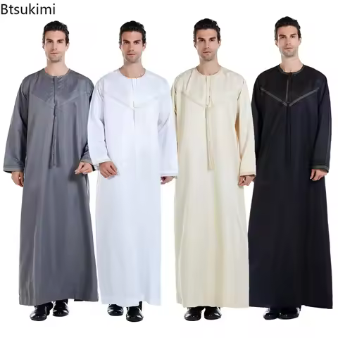 Ramadan Muslim Men Clothing Jubba Thobe Long Dress Pakistan dubai arab Djellaba Kaftan Abaya Islamic