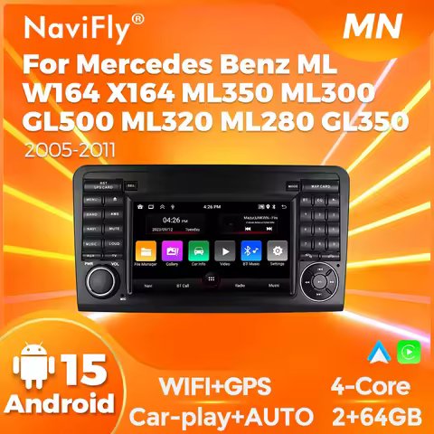 Navifly Android 15 Wireless Carplay Auto For Mercedes Benz ML W164 X164 ML350 ML300 GL500 ML320 ML28