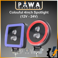 Pawa Votec Colourful Spotlight LED 4inch Round Square 12V 24V Lorry Truck Car Motorcycle Lampu warna