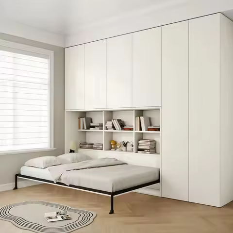 Invisible bed, wall mounted wardrobe integrated flip folding Murphy bed, custom flip bed