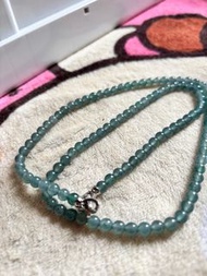 天然A玉冰霧藍帶烏雞礦點圓珠珠串