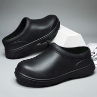Ready Stock Men's Black Safety Shoes Kitchen Waterproof Boots Men's Black Shoes on Sale Men's Anti-s