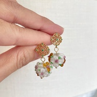 Blooming Baubles White & Mustard Earrings