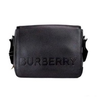 Bruno Embossed Leather Messenger Crossbody Bag (Black)