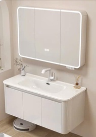 Tủ chậu gương lavabo phòng tắm CT02 Gương Led nhựa PVC cao cấp siêu bền đẹp kích thước mặt lavabo 50