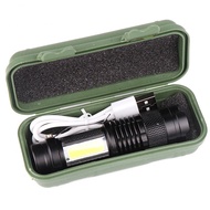 Portable rechargeable LED flashlight COB + XPE LED flashlight waterproof camping flashlight zoom foc