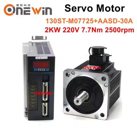 2KW AC Servo Motor Kit 130ST-M07725+AASD-30A Driver Diameter 130mm 220V 7.7Nm 2500rpm