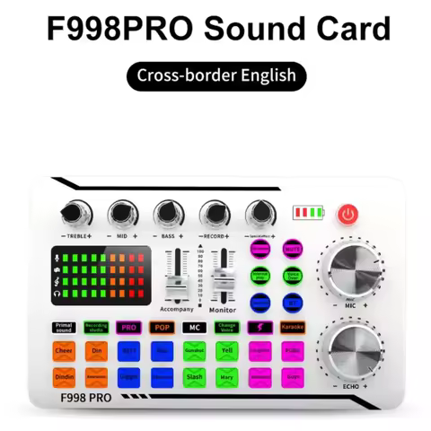 F998 Pro Sound Card Professional Bluetooth-Compatible Studio Record For Phone PC Audio Mixing Consol