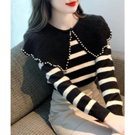 MK2D772 Striped Knitted Top Blouse