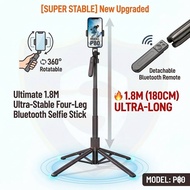 P80 Bluetooth Selfie Stick Tripod 1.8M Adjustable Quadpod Stand Wireless Remote for iPhone Android P