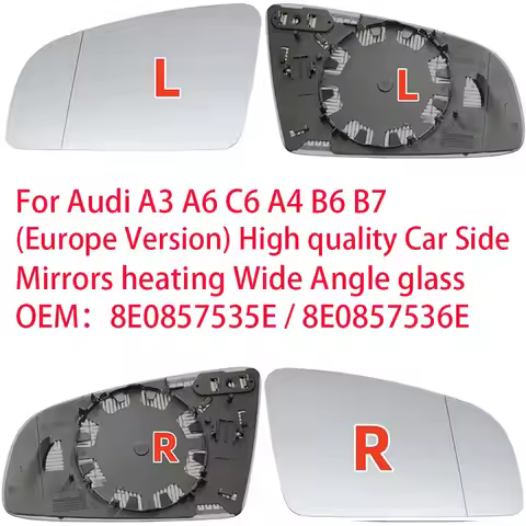 For Audi A3 A6 C6 A4 B6 B7 (Europe Version) High quality Car Side Mirrors heating Wide Angle glass O