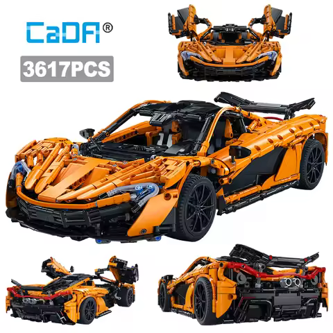 Cada 1:10 MOC Designer Pvdb Smiling Assassin Super Racing Car Model Building Blocks V8 Cylinder Car 