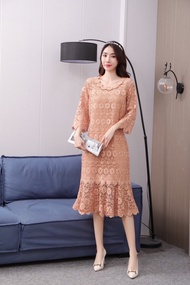 FONชุดเดรสลูกไม้หางปลา มีไซร้อก40-42-44-46นิ้ว#BW009