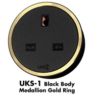 Line8 UKS-1 Power Track British Premium Socket Unit (Black Body) (Medallion Gold Ring)