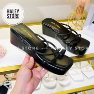 Giày dép nữ đế xuồng cao 8cm HALEY STORE quai ngang mảnh xỏ ngón nhẹ mềm êm chân rẻ vền đẹp đi chơi