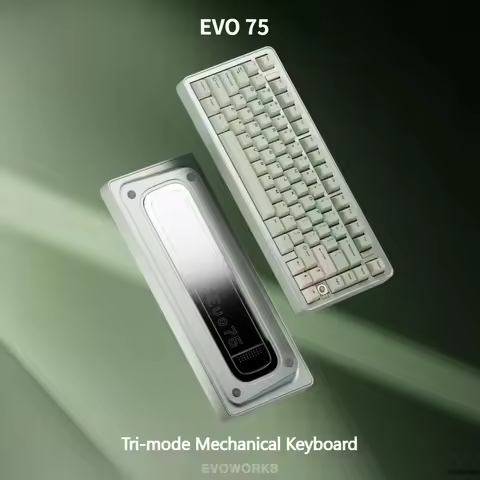 New EVOWORKS EVO75 Mechanical Keyboard Wireless Tri-mode Hot-Swap RGB QMK/VIA Custom Aluminum Office