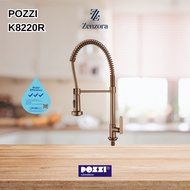 POZZI K8220R Modern Pull Out Spring Spout Kitchen Sink Tap in Brushed Rose Gold