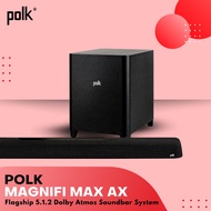 Polk Audio MagniFi MAX AX Powered 3.1.2-channel sound bar and wireless subwoofer system with Wi-Fi B