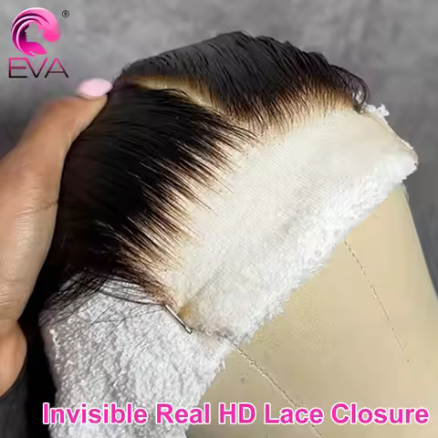 Eva 5x5/6x6 Invisible HD Lace Closures Human Hair Small Knots 13X4/13X6 HD Lace Frontals Melt Skins 