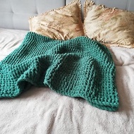 Emerald blanket trendy giant knit bedspread plush blanket gift for her