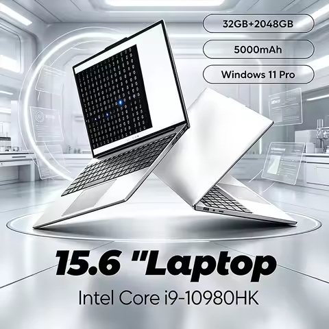 Ultra Slim Intel I9-10980HK Laptop 32GB+2TB High Speed Storage 15.6" FHD Windows 11 Portable Design 