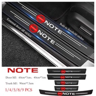 Nissan Note Car Door Sill Sticker Anti-Scratch Carbon Fiber leather Sticker Trunk Protector For Note G1 E11 G2 E12 G3 E13 E-power Accessories