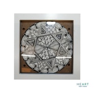 ZENTANGLE ART WHITE ZENDALA PAPER TILE WITH WHITE FRAME