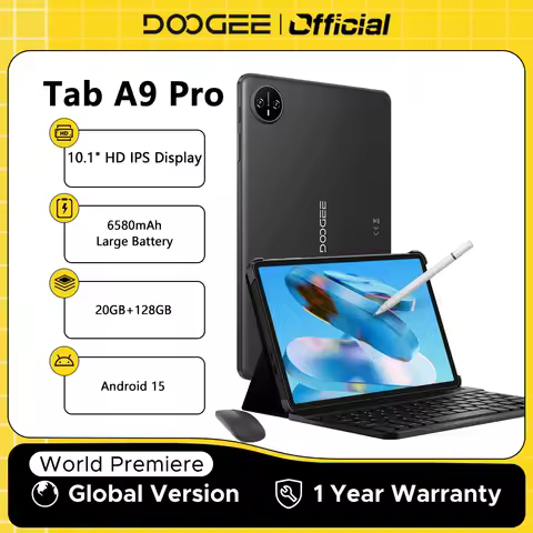 DOOGEE Tab A9 Pro Tablet 10.1" HD Display Android 15 20GB 128GB 6580mAh Large Battery Dual Speakers