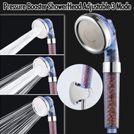 Pressure Booster ShowerHead Adjustable 3 Mode High Pressure Stone Stream Handheld Shower Head