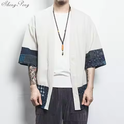 Japanese kimono cardigan men haori yukata male samurai costume clothing kimono jacket mens kimono sh