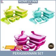 HIJAU Aquamarine Buffet Dining SET 6 IN 1 Spoon Serving Container 6pcs Green Box KITCHENWERE Family Dining Room Cool Kitchenware For Aesthetic Vegetables/Meat/Chicken/Gravy/Noodles/Snacks/Kueh/Picnic/ Camping/soup Viral Homelv.Inn