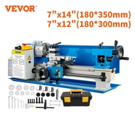 VEVOR Mini Metal Lathe Machine 7"x14" 180x350mm 7"x12" 180x300mm Variable Speed for Metal Turning Drilling Threading Woo