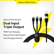 Baseus 100W 3 in 2 Charging Cable USB+USB-C to M+L+C 5A Type-C Super-Fast Charge for Huawei PD 20W 1
