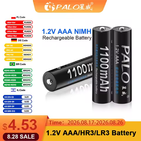 PALO 4-16Pcs 1100mAh AAA Rechargeable Battery 1.2V Ni-MH AAA Battery Rechargeable 3A Batteries Batte