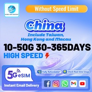 【Include HK | TW | Macau】China eSIM 60-365 Days 10-50GB | 24H Email Delivery | 5G High Speed Data⚡