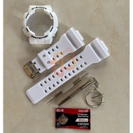 G-shock Strap and Bezel Glossy White FREE Tools&Battery for GA100/GA110/GA120/GD100/GD110/GD120