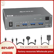 4K USB C KVM Switch 2 Monitors 2 Computers,4K@60Hz Dual Monitor USB 3.0 USB Typc C KVM Switcher EU P