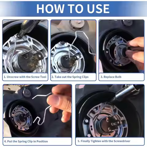 Car Bulb Clip Stainless Steel Scratch Resistant Headlight Retainer Spring Clip for H1 H3 H4 H7 Bulbs