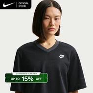 Nike Sportswear Womens Oversized Heritage Cropped Mesh Jersey - Black [IR1651-010]
