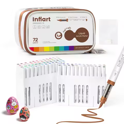 Direct Liquid Acrylic Soft-Tip Marker Pen Set, 72 Colors Available in All Specifications, Portable S
