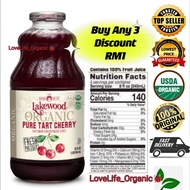 LAKEWOOD Organic Pure Tart Cherry Juice 946ML Exp:3/2027 有机樱桃果汁