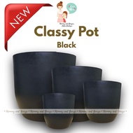 NEW Black Classy Plastic Pots | Minimalist TIMBA | Pots for Plants Big Size ( Holes upon Request)
