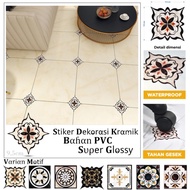 Stiker Kramik Lantai Anti Air &amp; Gores Glossy Sticker Dinding Keramik