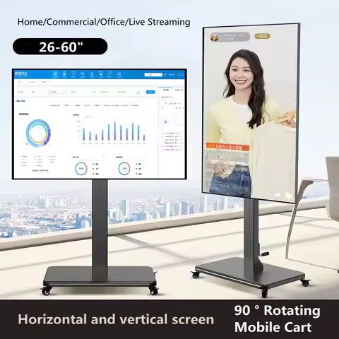 Floor TV Stand with Power Outlet, Universal TV Stand for 26-55 inch TVs up to 110 lbs, Height Adjust