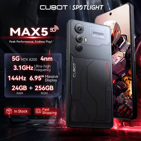 CUBOT MAX 5, Android Smartphone 5G, Dimensity 8200,4nm, 3.1GHz, 6.95-inch 144Hz Large Screen, 24+256