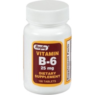 Rugby Vitamin B-6 Tablets - 25mg of Vitamin B6 - Dietary Supplement - 100 Count (1 Pack)