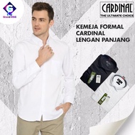 NEW CARDINAL Kemeja Pria Polos REGULAR Lengan Panjang Baju Atasan Kerja Cowo Formal Hem Hitam Putih 